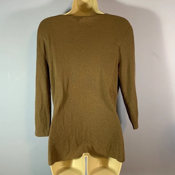 Lafayette 148 size medium light brown sparkle ruched square neckline blouse - Picture 4 of 9